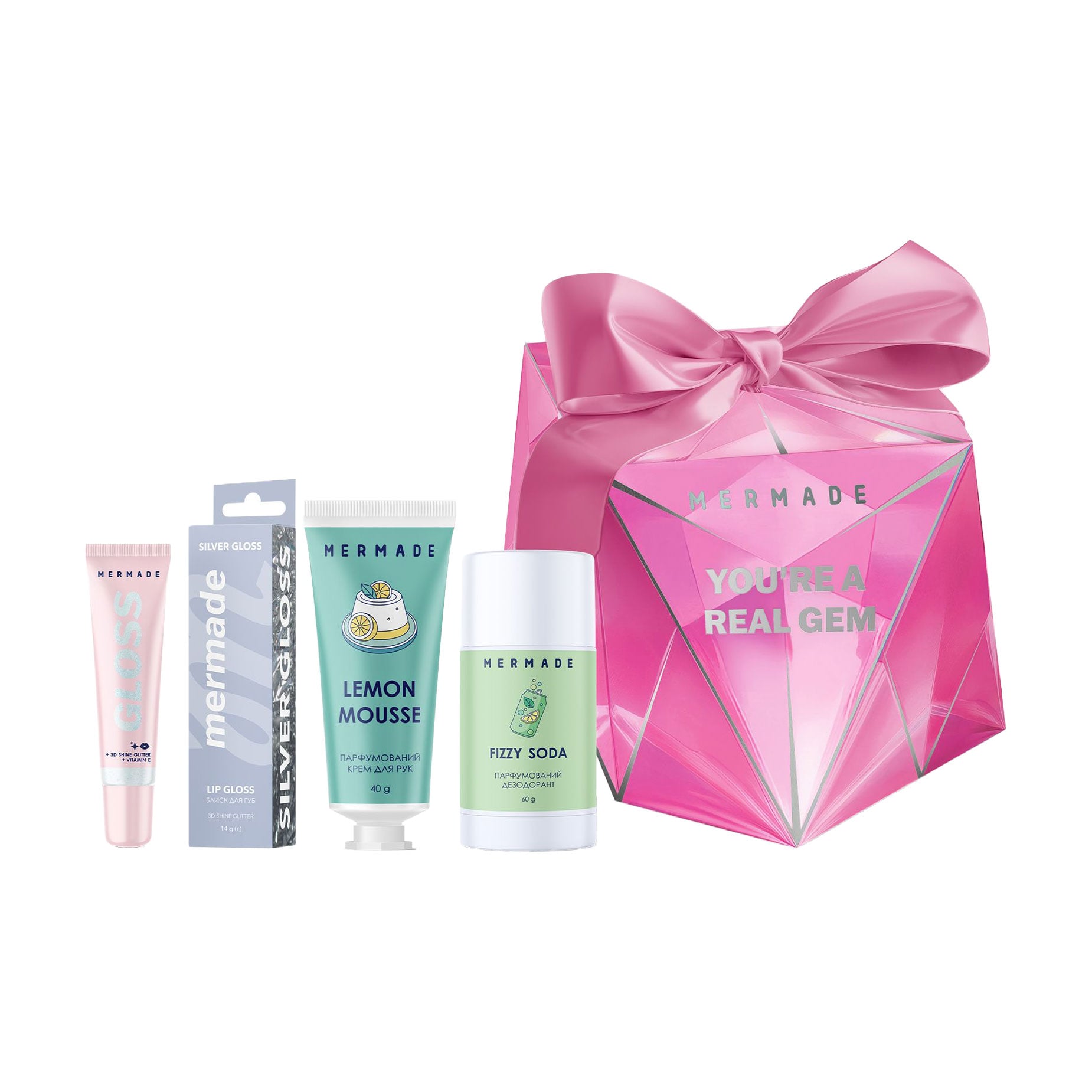 Подарунковий набір Mermade Sweet Glow Set (дезодорант, 60 г + крем для рук, 40 г + блиск для губ, 14 г)